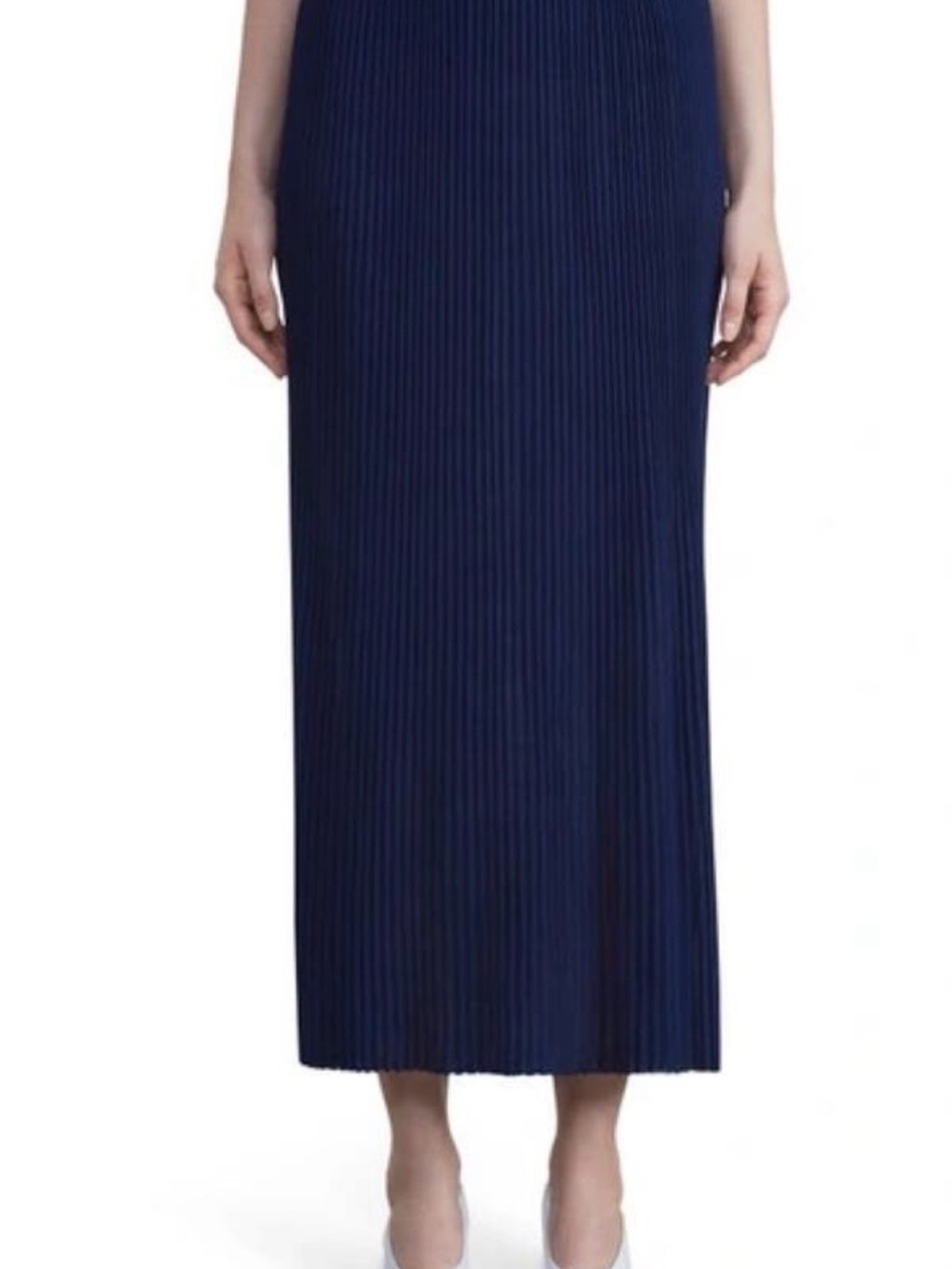 Lafayette 148 New York Navy Pleated Maxi Skirt